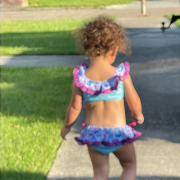 3 pc 2T Cheeky Plum Mermaid Cap Sleeve Bikini Swim Suit NWT & Cover So Cute!!! - Picture 12 of 15